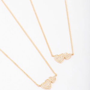 Cubic Zirconia Link Heart Necklace Pack