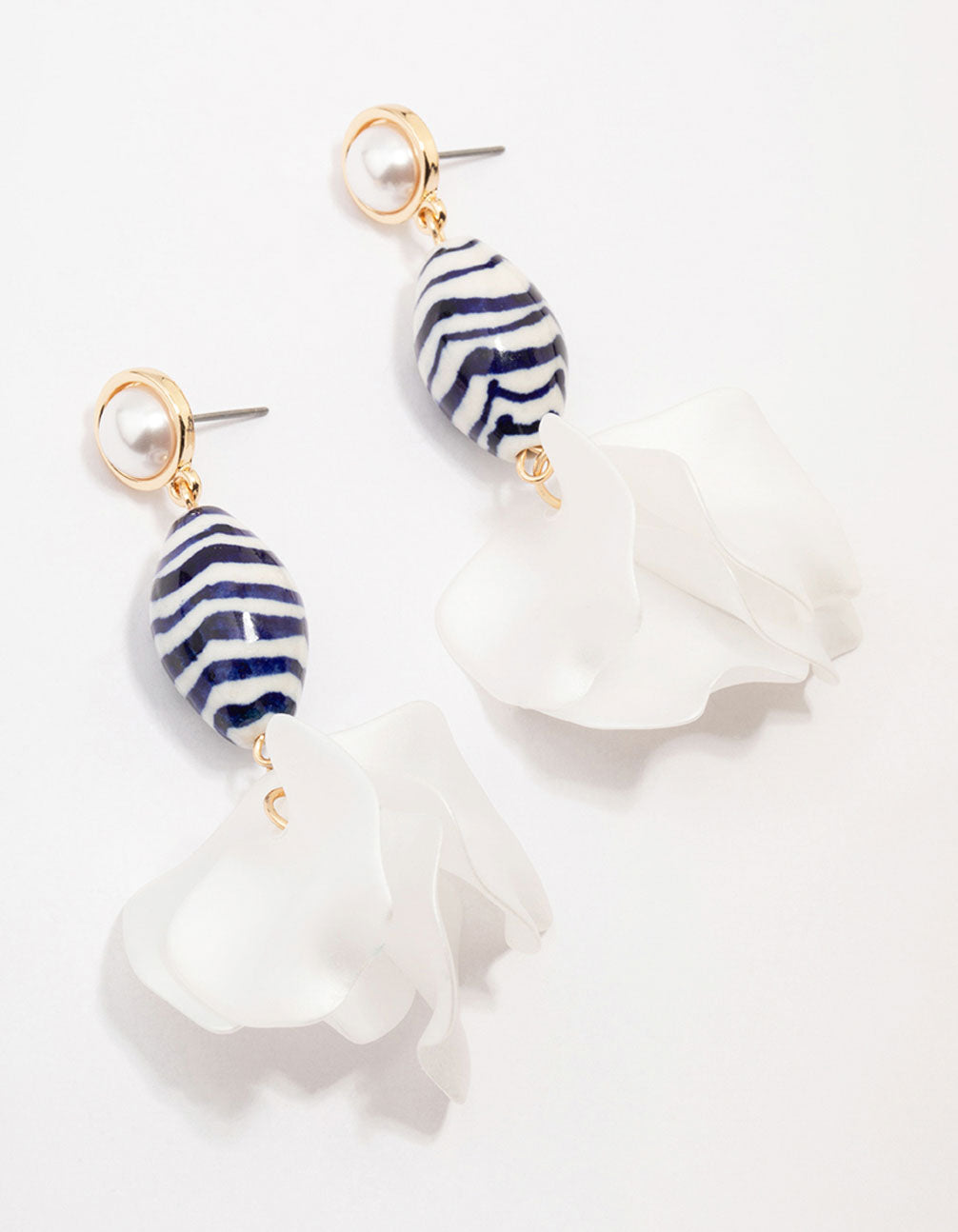 Pearl Petal & Beaded Drop Earrings