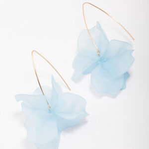 Blue Frosted Flower Drop Earrings