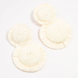 White Raffia Round Graduating Earrings