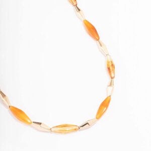Long Beaded Orange Stone Necklace