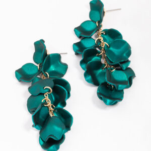 Green Iridescent Petal Drop Earrings