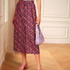 The High Waisted Elastic Floral Skirt