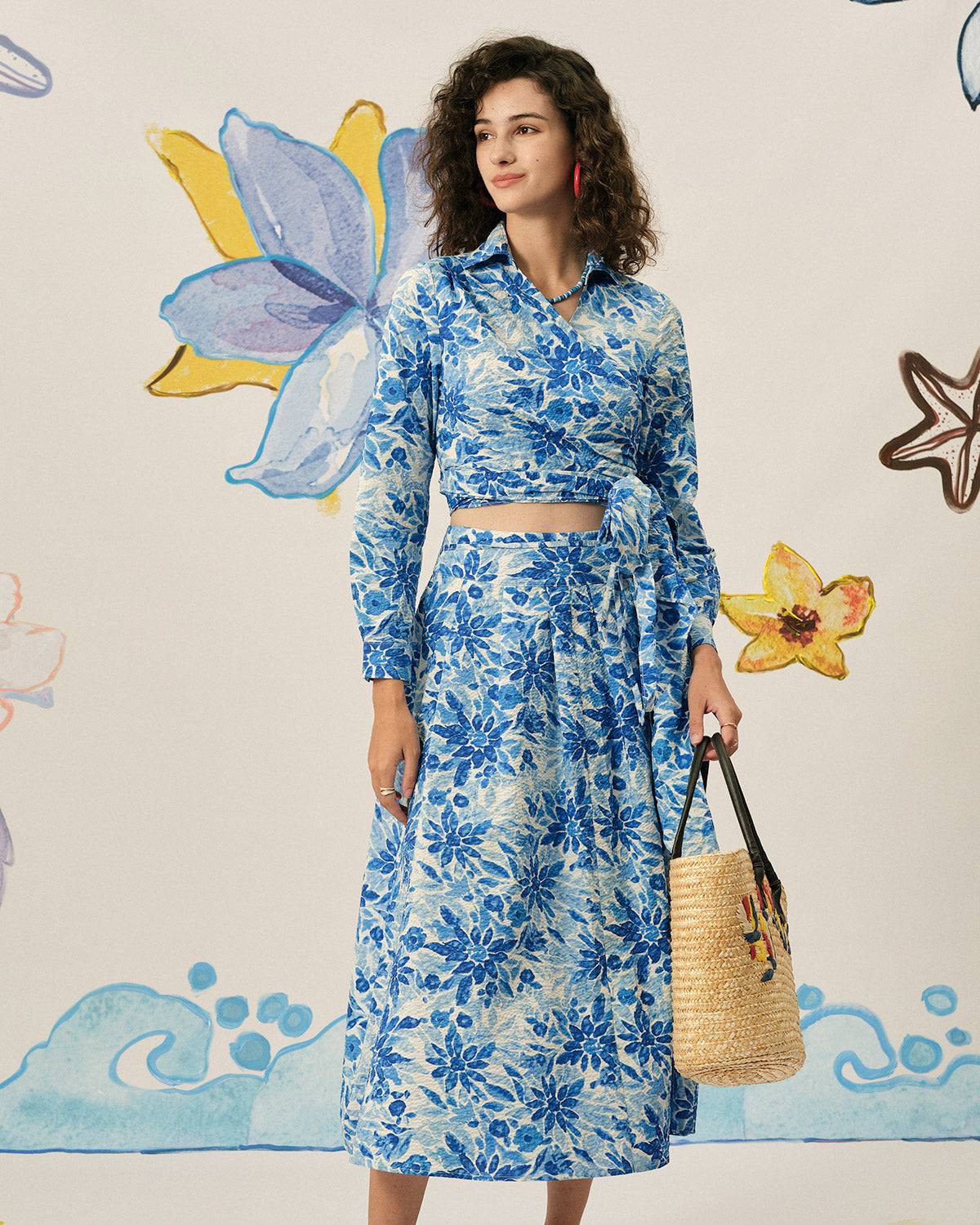 The High Waisted Pleated Floral Skirt - Image 3