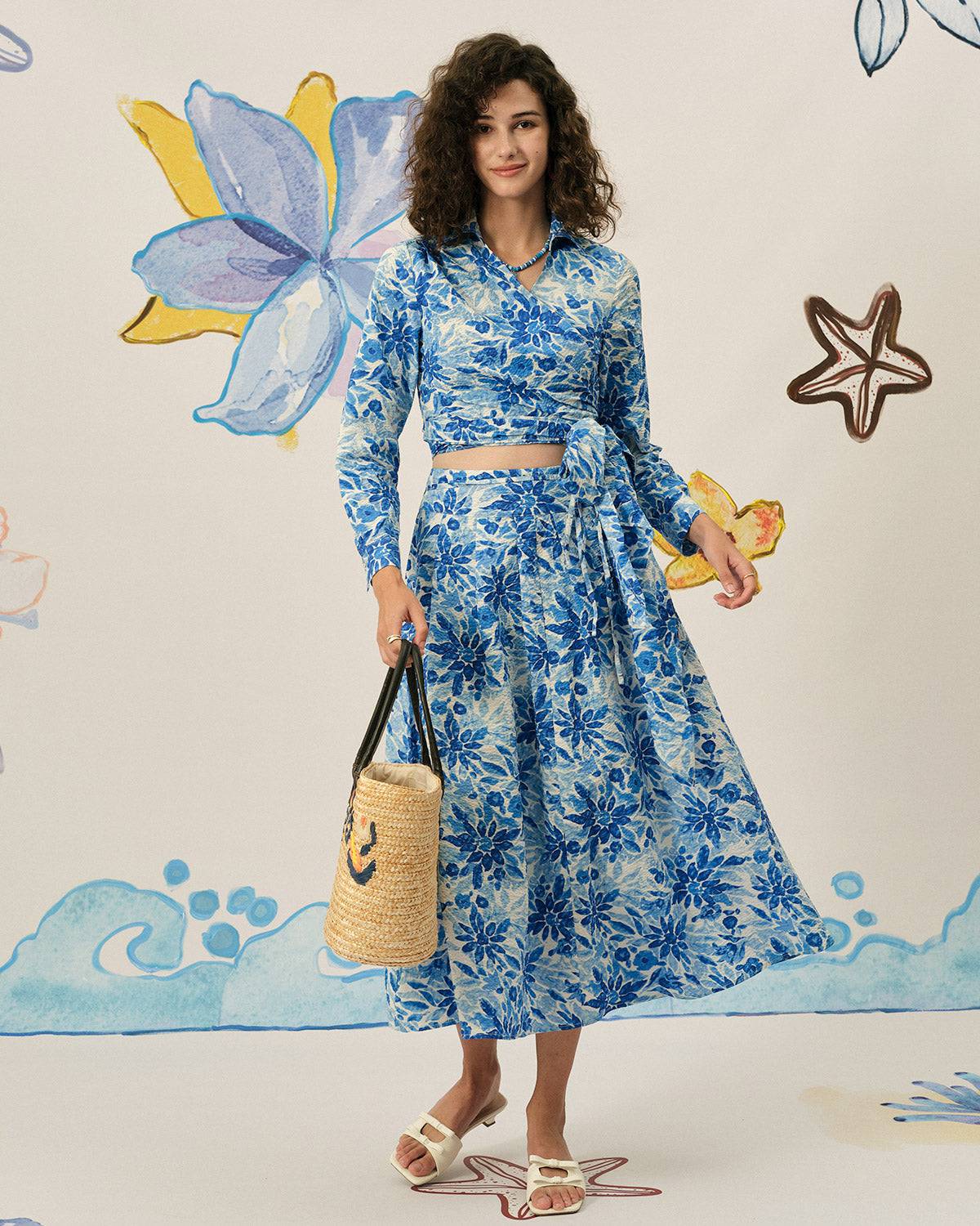 The High Waisted Pleated Floral Skirt - Image 4