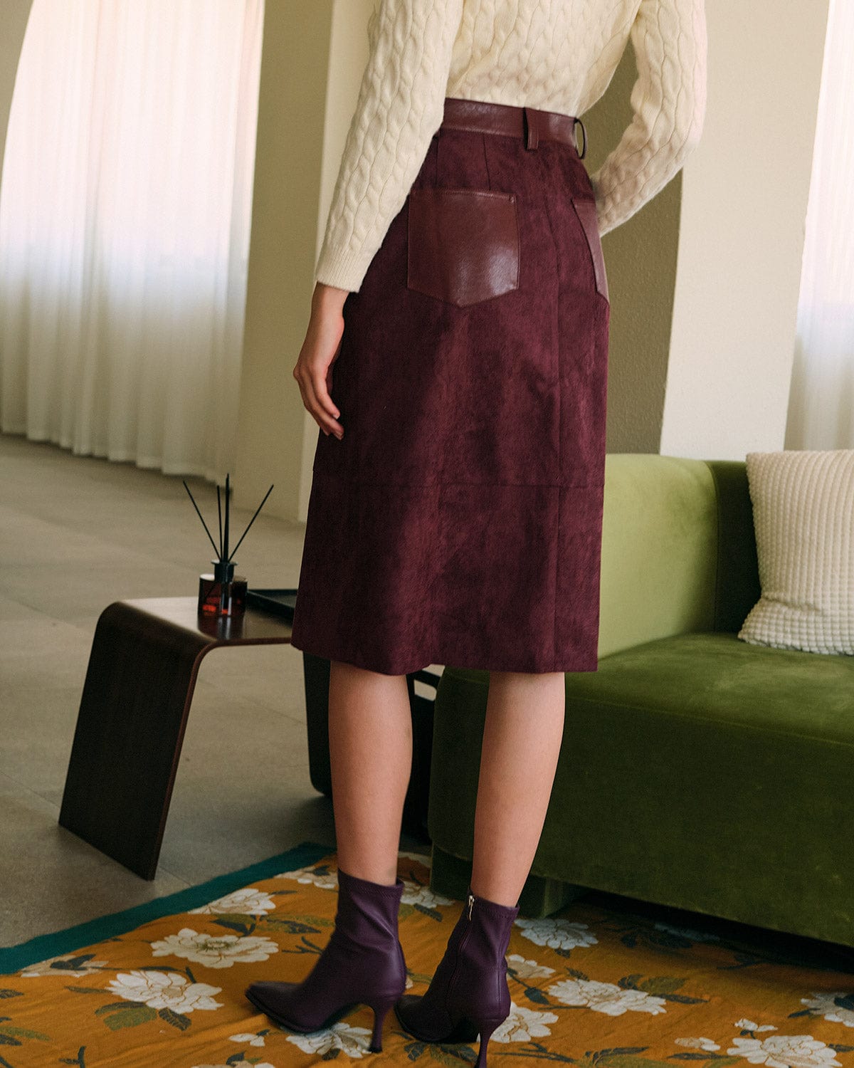 The High Waisted Patchwork Slit Skirt - Image 5