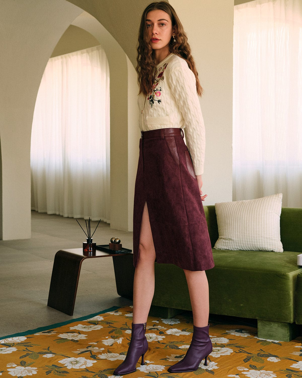 The High Waisted Patchwork Slit Skirt - Image 4