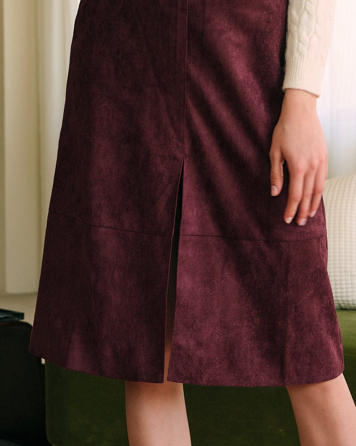 The High Waisted Patchwork Slit Skirt - Image 2