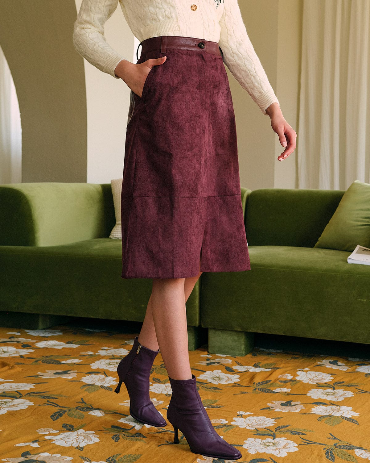 The High Waisted Patchwork Slit Skirt - Image 3