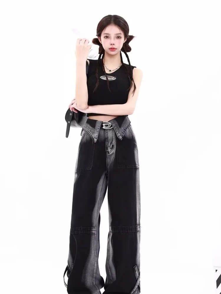 Vintage Harajuku Jeans Women Clothes For Teenagers Y2k Women's Slacks Fashion Aesthetic Clothing Autumn New Products Baggy Pants - Image 5