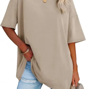 Womens Oversized T Shirts V Neck Tees Half Sleeve Cozy Comfy Tunic 2024 Y2K Tops Casual