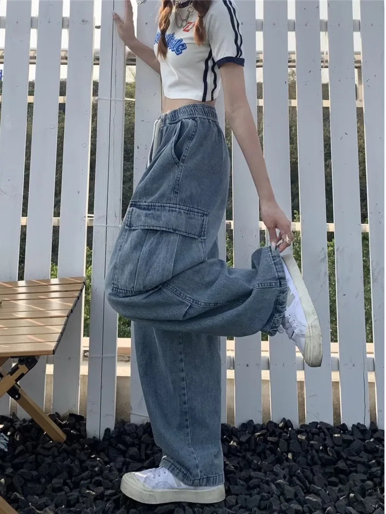 Retro Style Straight Leg Jeans For Female Niche Design, Loose And Multi Pocket Wide Leg Pants For Women's Jeans - Image 4