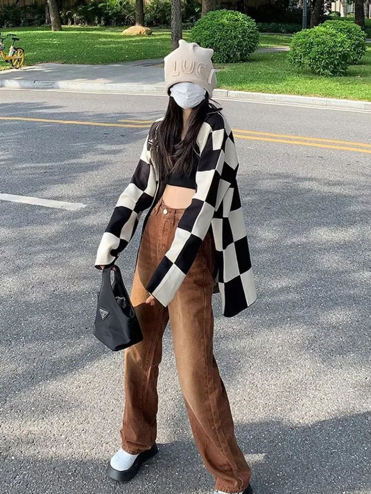 Feynzz European And American Retro Brown Jeans Women's Spring And Autumn High-waisted Straight-leg Loose And Thin Wide-leg Pants - Image 5