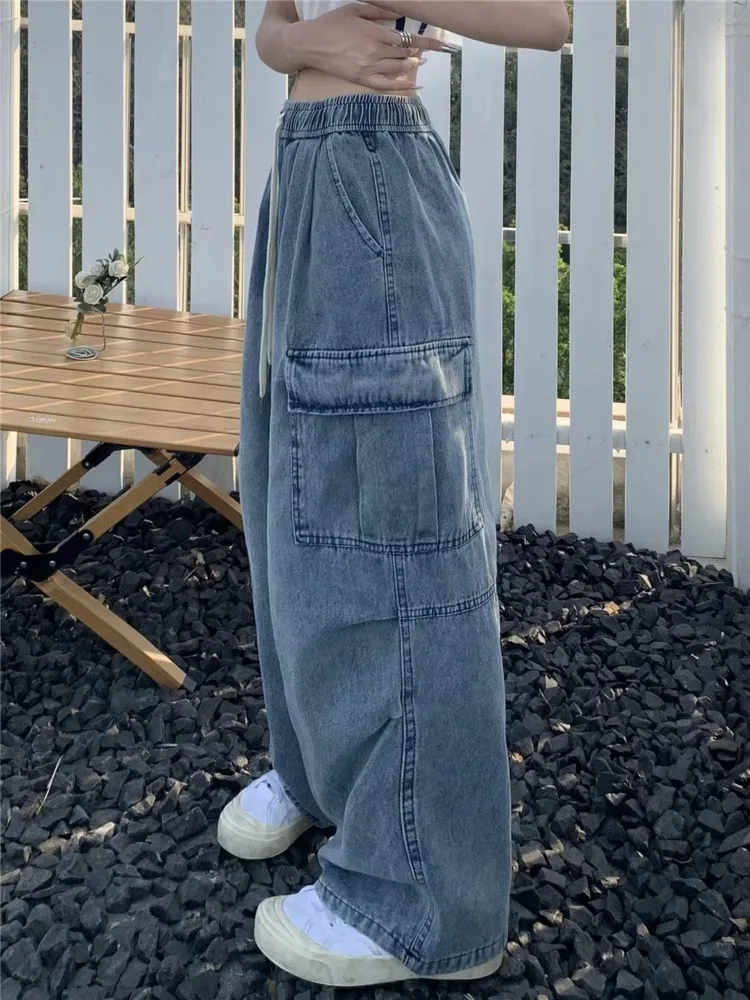 Retro Style Straight Leg Jeans For Female Niche Design, Loose And Multi Pocket Wide Leg Pants For Women's Jeans - Image 5