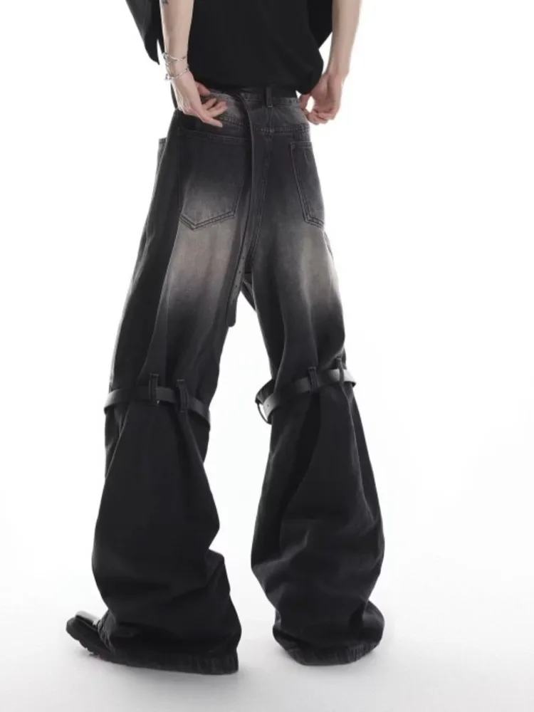 High Street Niche Design Wide Leg Washed Jeans For Men And Women, Straight Tube Loose Fitting Retro Pants, Trendy Women's Jeans - Image 3