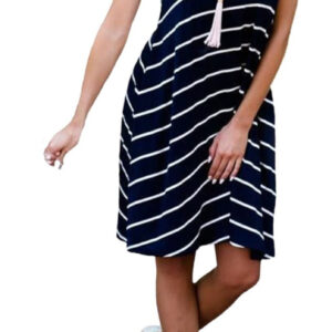 Women's Summer Casual Summer Sleeveless T Shirt Dress Striped Mini Dress