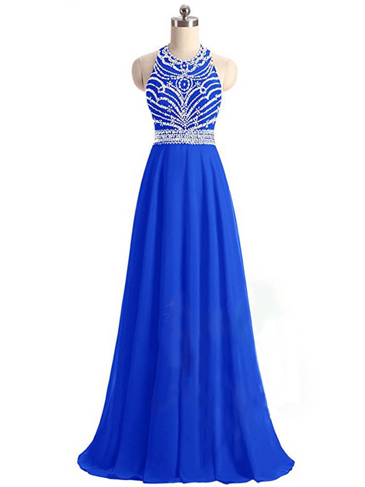 Ladies Evening Gown Prom Dress Floor Length Rhinestone Party Dress - Image 5