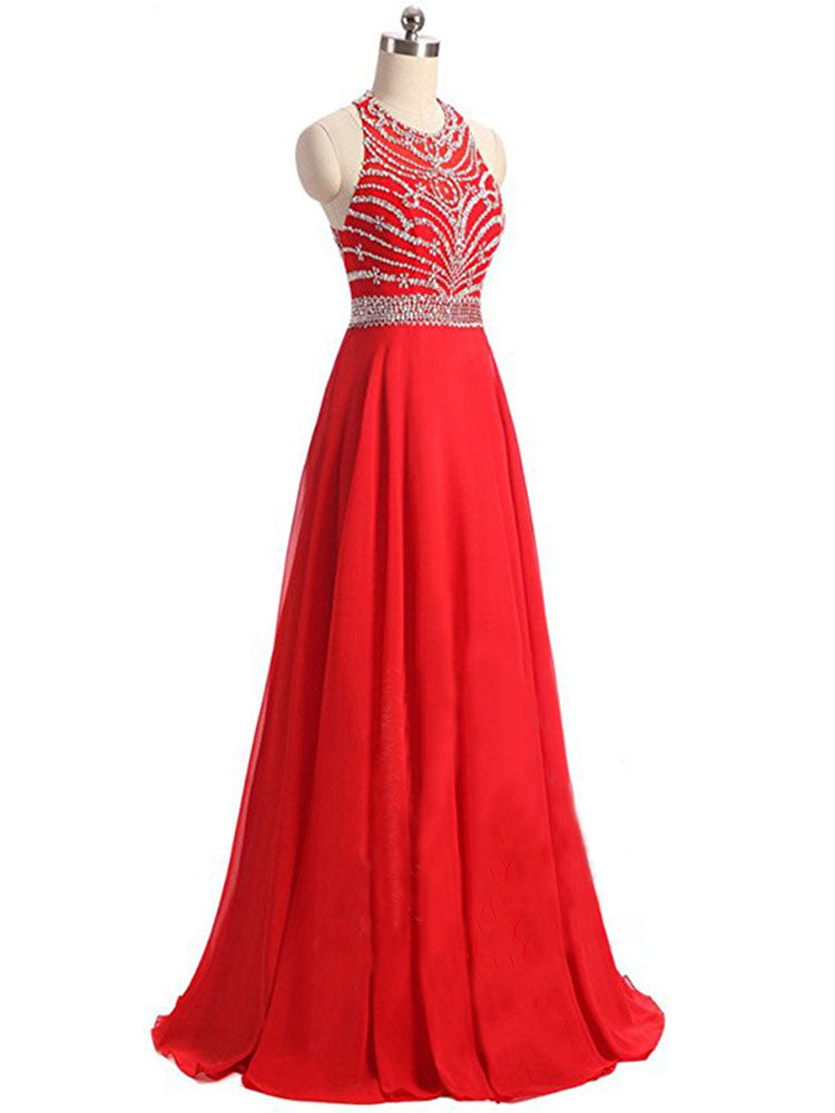 Ladies Evening Gown Prom Dress Floor Length Rhinestone Party Dress - Image 9