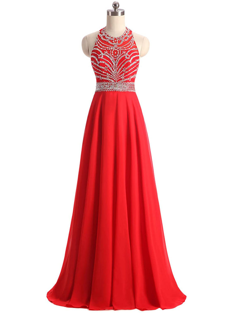 Ladies Evening Gown Prom Dress Floor Length Rhinestone Party Dress - Image 8