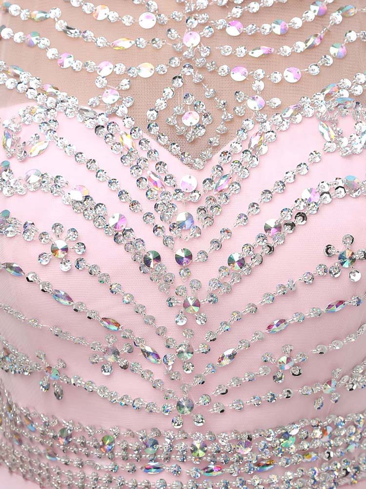 Ladies Evening Gown Prom Dress Floor Length Rhinestone Party Dress - Image 7