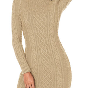 Women's Round Neck Cable Knit Sweater Dresses Bodycon Pullover Dress