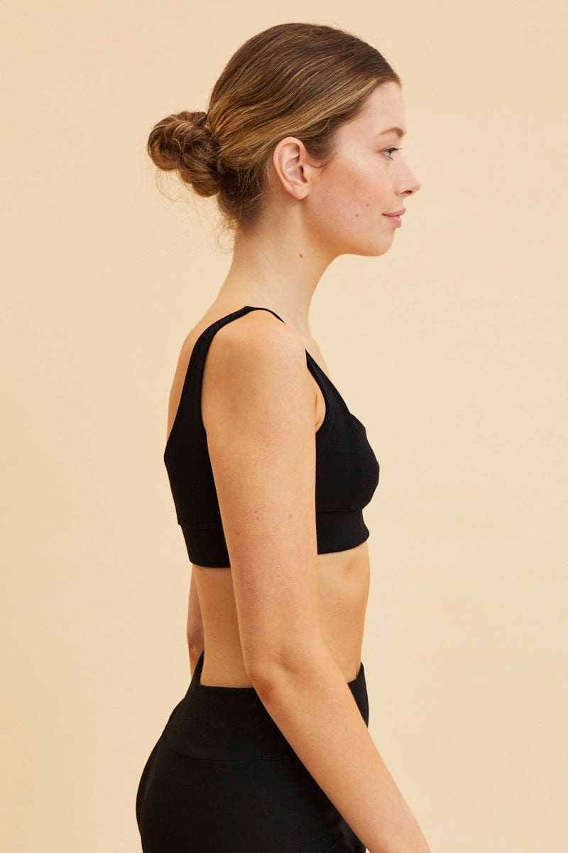 Black Crop Top Square Neck Cotton Stretch - Image 4