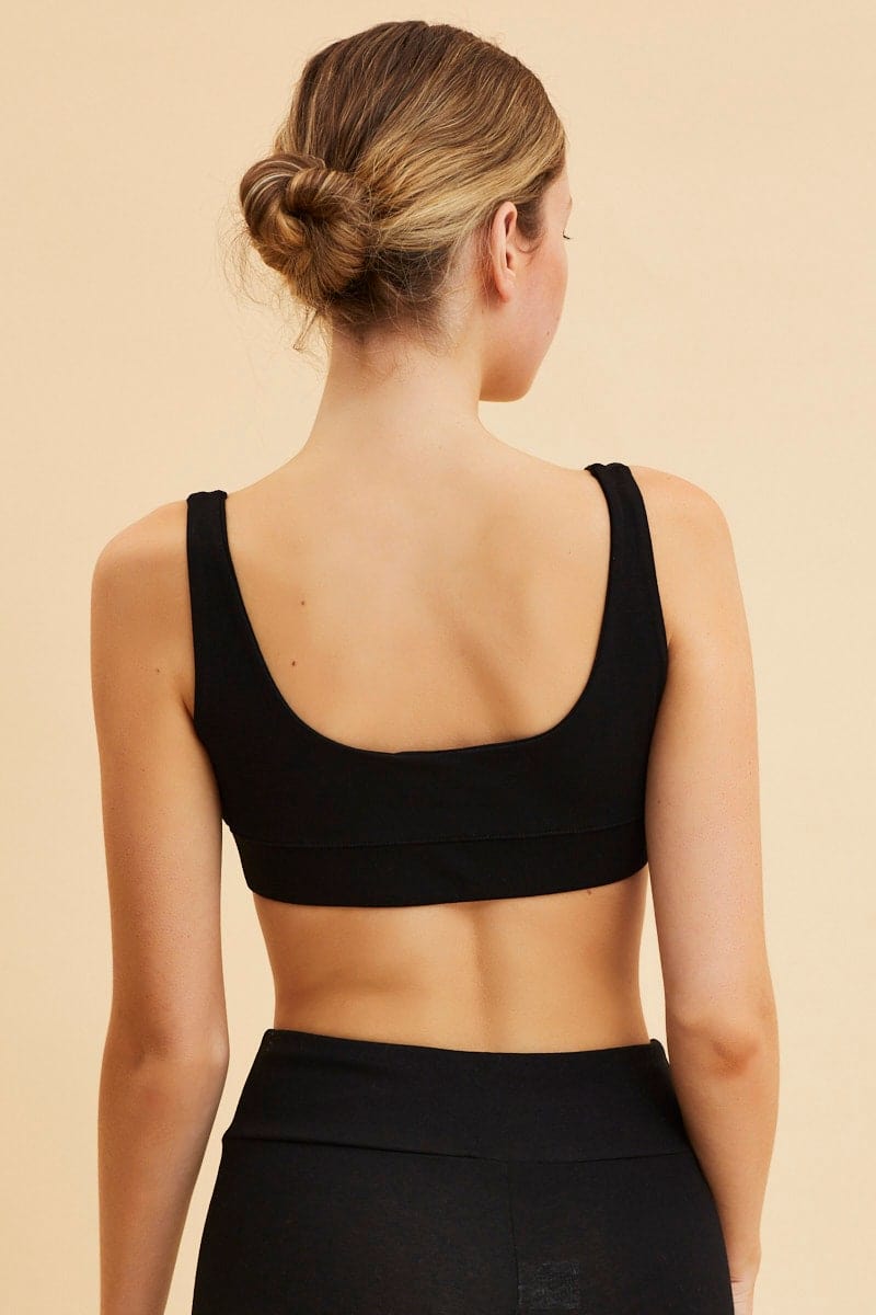 Black Crop Top Square Neck Cotton Stretch - Image 5