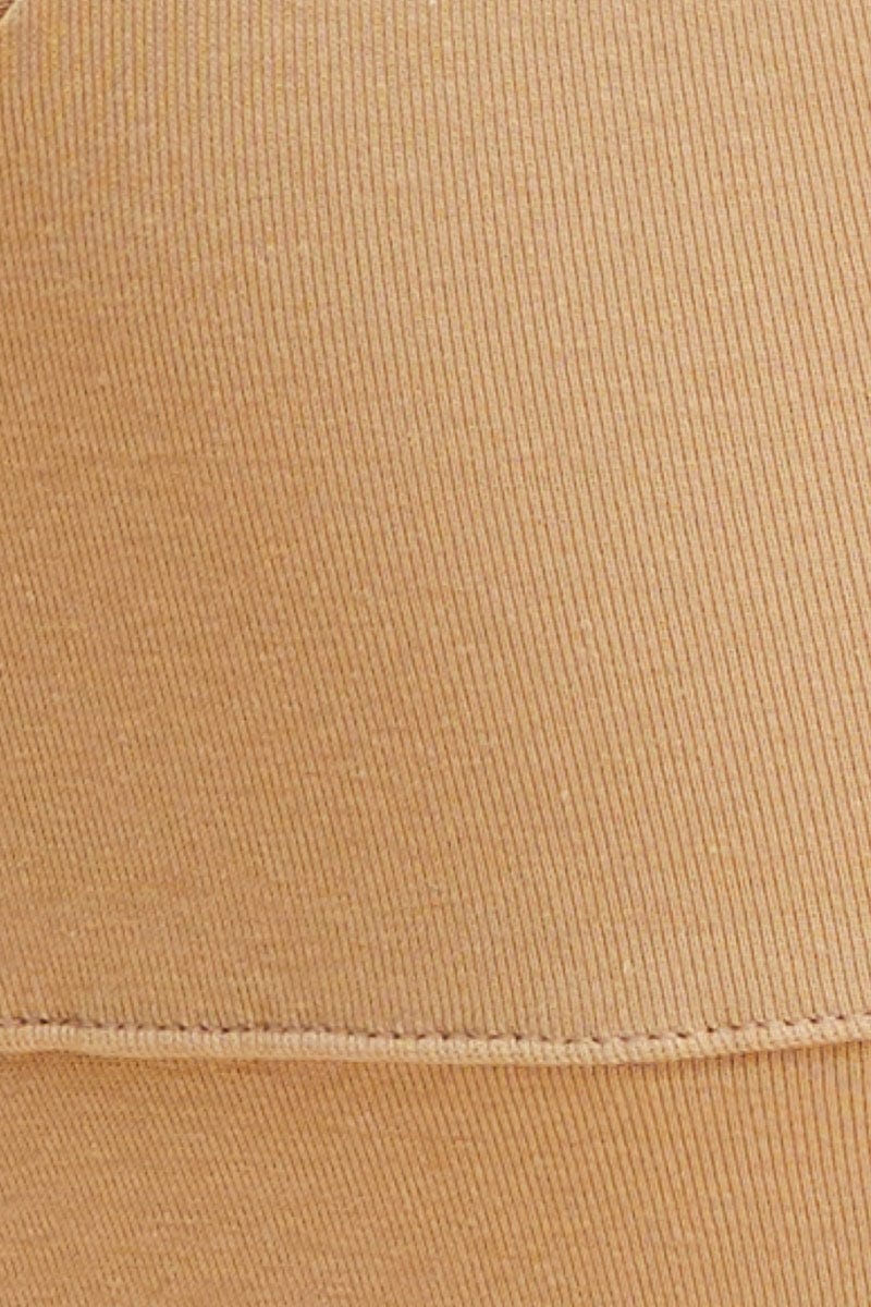 Beige Crop Top Square Neck Cotton Stretch - Image 6