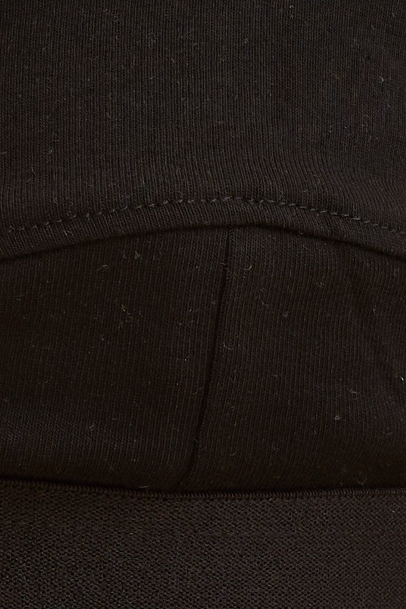 Black Triangle Bralette Cotton Stretch Seam Detail - Image 6