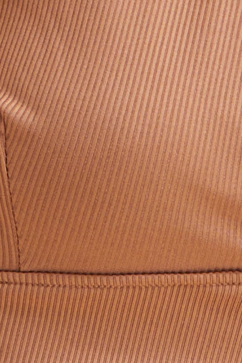 Brown V Neck Bralette Cotton Stretch - Image 6