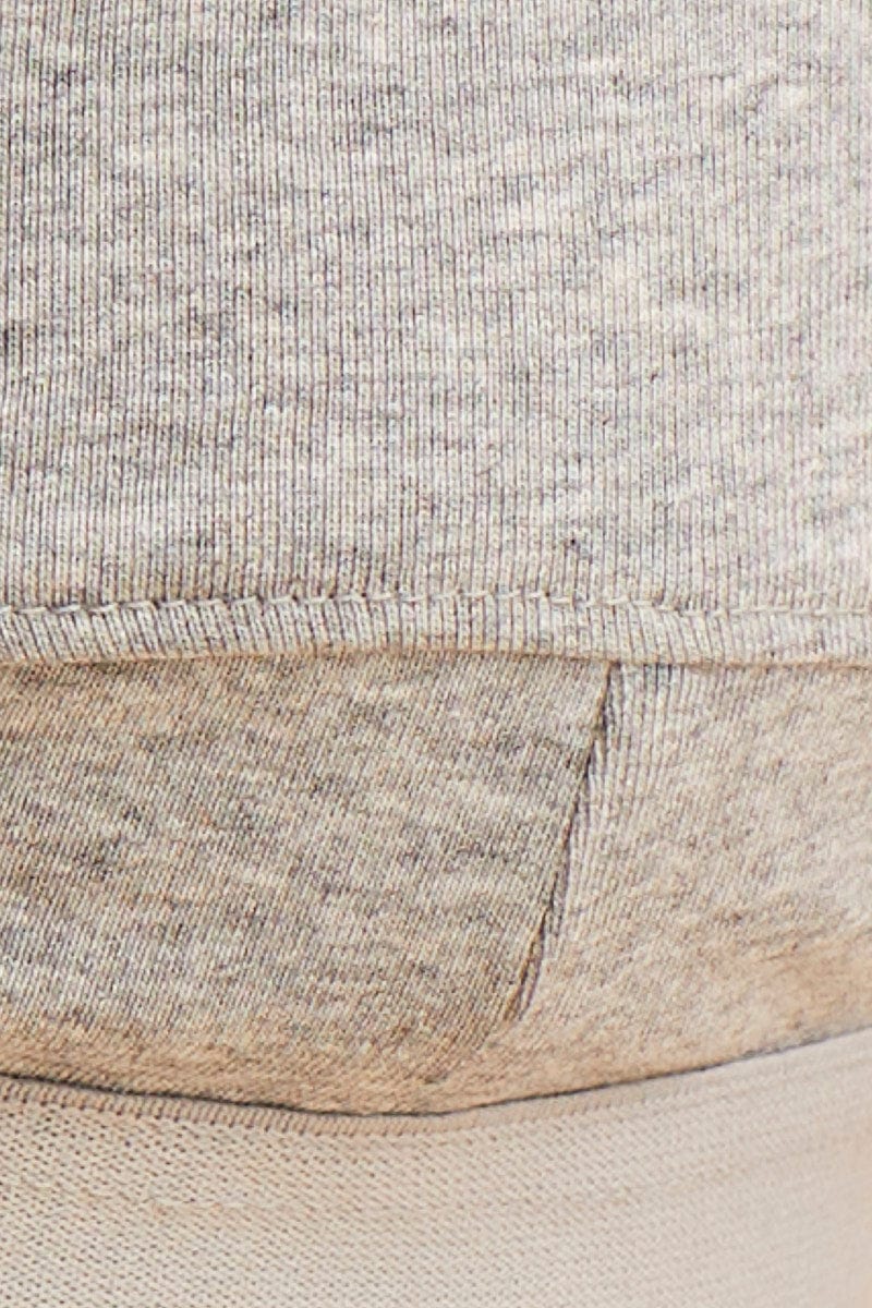 Grey Triangle Bralette Cotton Stretch Seam Detail - Image 6