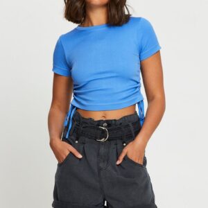 Black Belted Denim Shorts High Rise