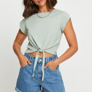 Blue High Waist Shorts Relaxed